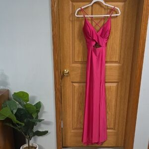 Morgan & Co. Fuchsia Strappy Cutout Maxi Dress